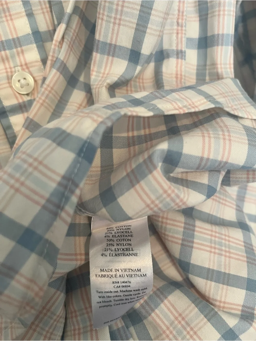 Faherty Blue and Cream Plaid Button-Down Shirt
